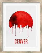 Framed Denver Skyline Red