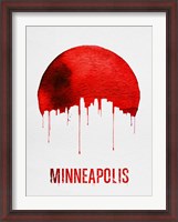 Framed Minneapolis Skyline Red