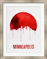 Framed Minneapolis Skyline Red