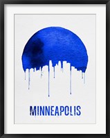 Framed Minneapolis Skyline Blue