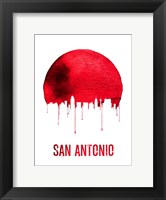 Framed San Antonio Skyline Red