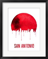 Framed San Antonio Skyline Red