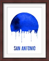 Framed San Antonio Skyline Blue