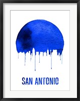 Framed San Antonio Skyline Blue