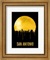 Framed San Antonio Skyline Yellow