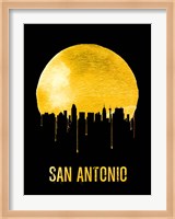 Framed San Antonio Skyline Yellow