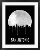 Framed San Antonio Skyline Black