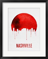 Framed Nashville Skyline Red