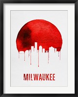 Framed Milwaukee Skyline Red