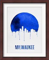 Framed Milwaukee Skyline Blue