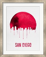 Framed San Diego Skyline Red