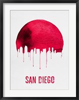 Framed San Diego Skyline Red