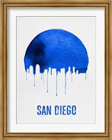 Framed San Diego Skyline Blue