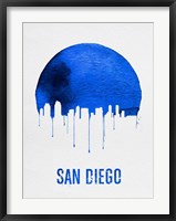 Framed San Diego Skyline Blue