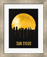Framed San Diego Skyline Yellow