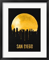Framed San Diego Skyline Yellow