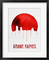 Framed Grand Rapids Skyline Red