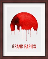 Framed Grand Rapids Skyline Red
