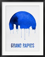 Framed Grand Rapids Skyline Blue