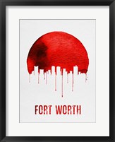 Framed Fort Worth Skyline Red