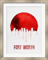 Framed Fort Worth Skyline Red