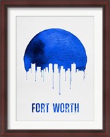 Framed Fort Worth Skyline Blue
