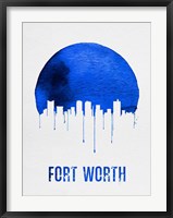 Framed Fort Worth Skyline Blue