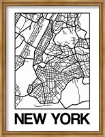 Framed White Map of New York