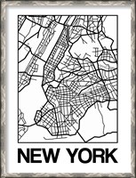 Framed White Map of New York
