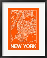 Framed Orange Map of New York