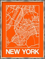 Framed Orange Map of New York