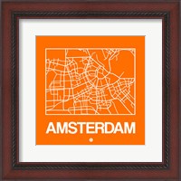 Framed Orange Map of Amsterdam