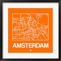 Framed Orange Map of Amsterdam