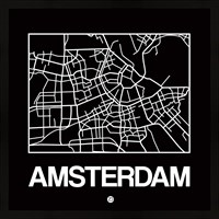Framed Black Map of Amsterdam