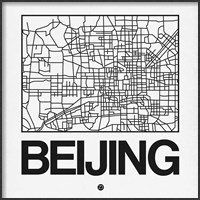 Framed White Map of Beijing