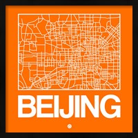 Framed Orange Map of Beijing