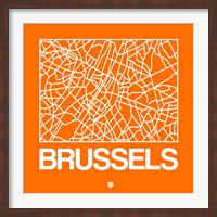 Framed Orange Map of Brussels