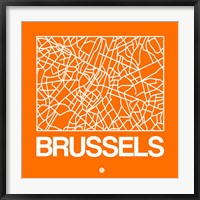 Framed Orange Map of Brussels