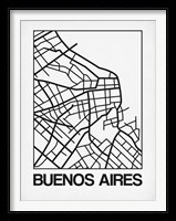 Framed White Map of Buenos Aires