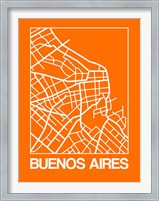 Framed Orange Map of Buenos Aires