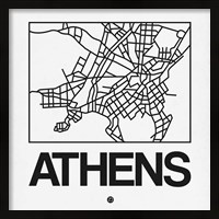 Framed White Map of Athens
