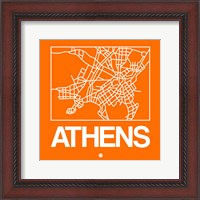 Framed Orange Map of Athens