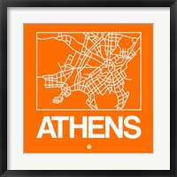 Framed Orange Map of Athens