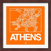 Framed Orange Map of Athens