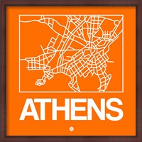 Framed Orange Map of Athens