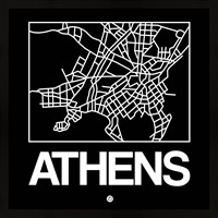 Framed Black Map of Athens