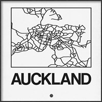 Framed White Map of Auckland