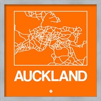 Framed Orange Map of Auckland