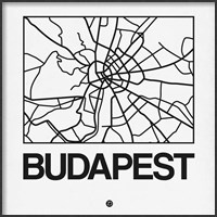 Framed White Map of Budapest