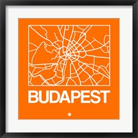 Framed Orange Map of Budapest